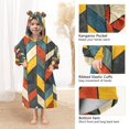 thumbnail image 3 of FORMRS Wearable Blanket Hoodie with Sleeves for Kids Cozy Flannel Sweatshirt, Red Geometric, 3 of 7