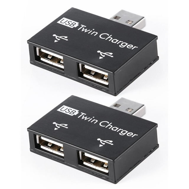 2pcs USB2.0 Mâle à Femelle Chargeur Double Adaptateur de Répartiteur USB 2 Ports
