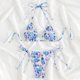 thumbnail image 5 of Conjunto de Bikini con estampado colorido para mujer, bañador con cuello Halter, diseño plisado, copas acolchadas inalámbricas, traje de baño para vadear, 5 of 5