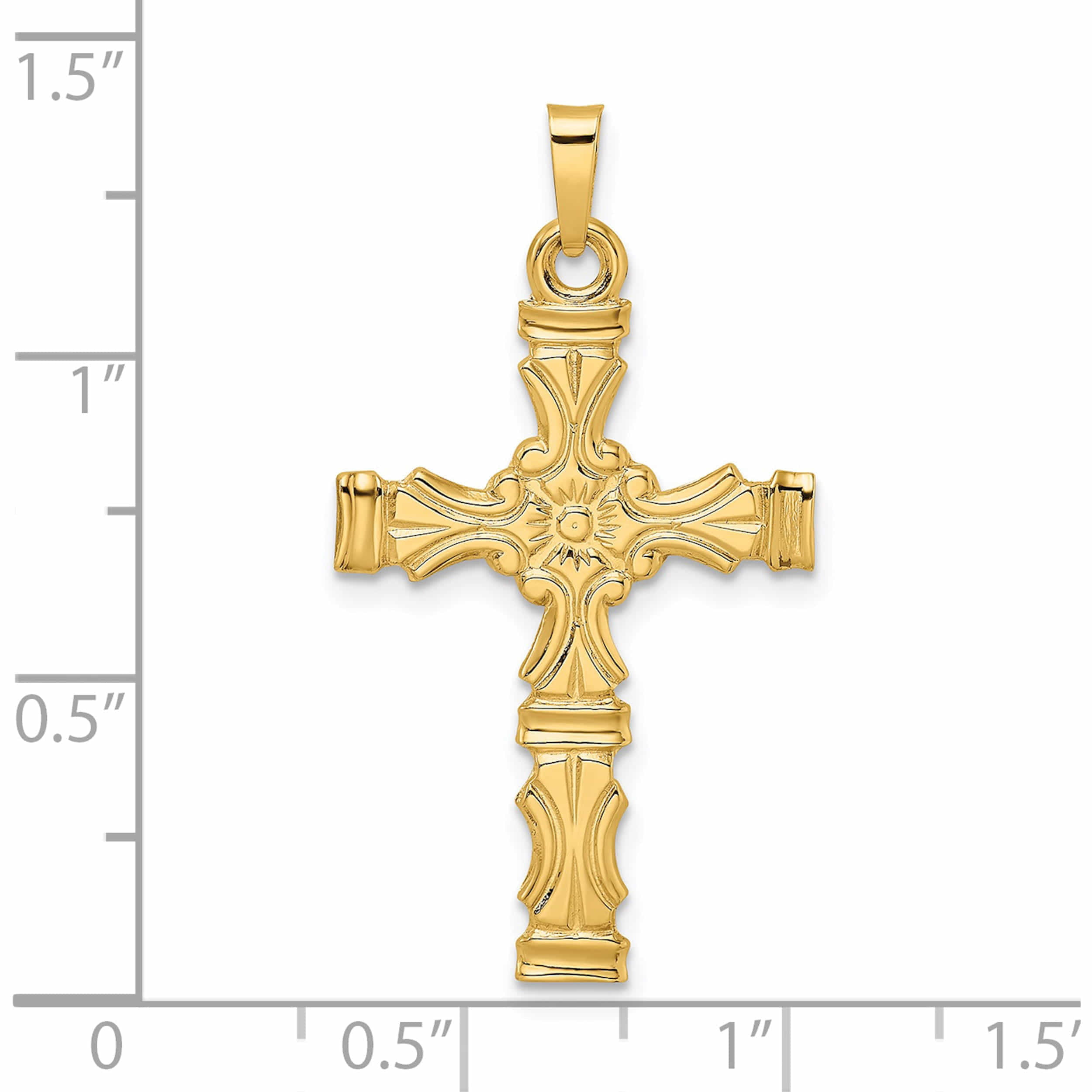 14k Yellow Gold Solid Cross Polished Charm Pendant 25mmx12mm 
