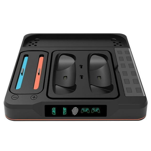 Charging Dock Station for Switch 2 Console, Joy-Con and Pro Controllers, Multi-Function Stand with 12 Game Cartridge Storage, LED Charging Indicator & Colorful Light Effects
