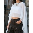 thumbnail image 3 of Women Sheer Poncho Shrug Solid Color Crew Neck Mesh Poncho Tops, 3 of 7