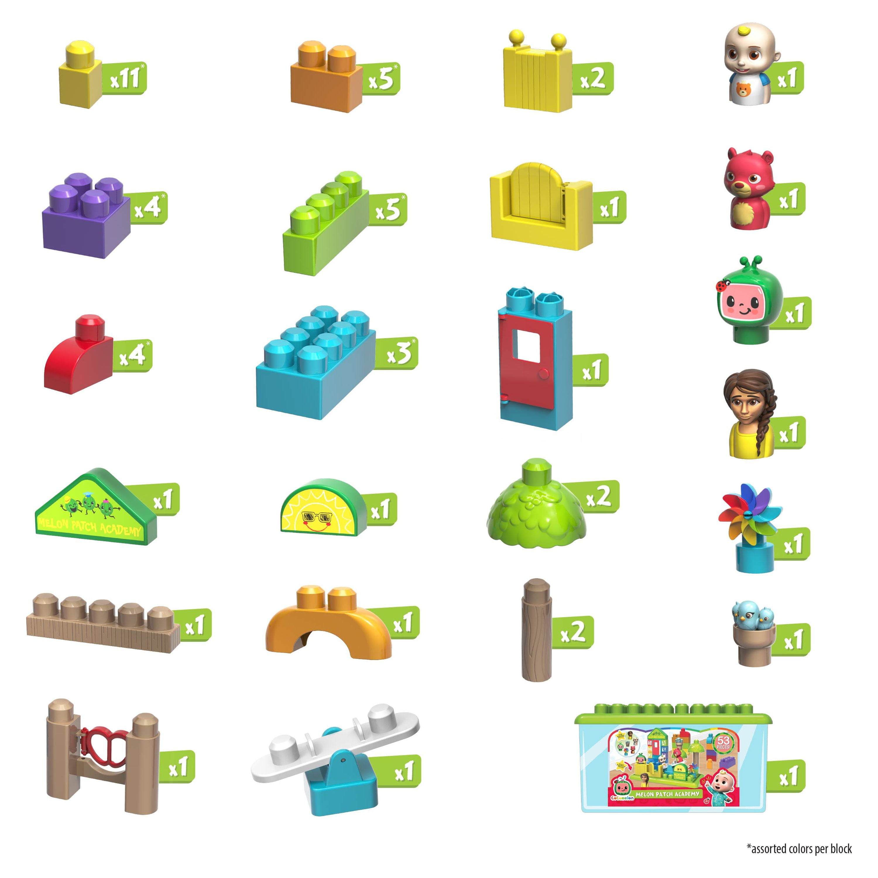 CoComelon Patch Academy, 53 Large Building Blocks Includes 6 Character Figures, Officially Licensed Kids Toys for Ages 18 Month, Gifts and Presents