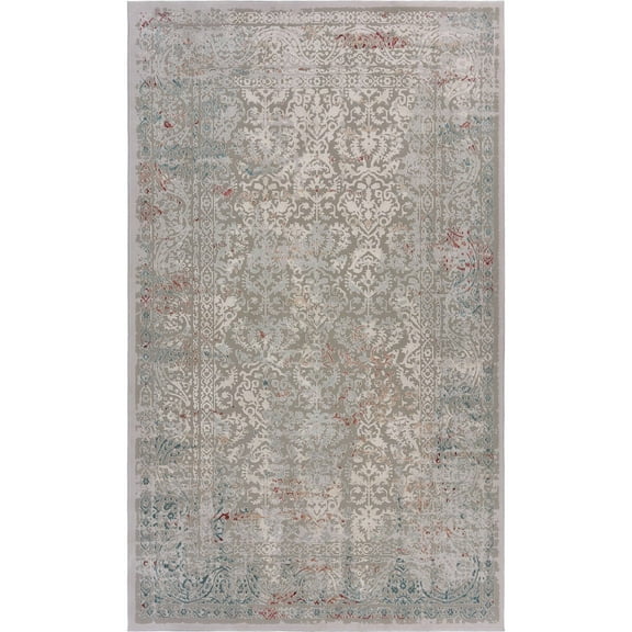 Laddha Home Designs 5.25' x 7.5' Slate Blue and Gray Distressed Oriental Rectangular Area Throw Rug