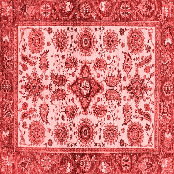 Ahgly Company Machine Washable Indoor Square Oriental Red Traditional Area Rugs, 7' Square