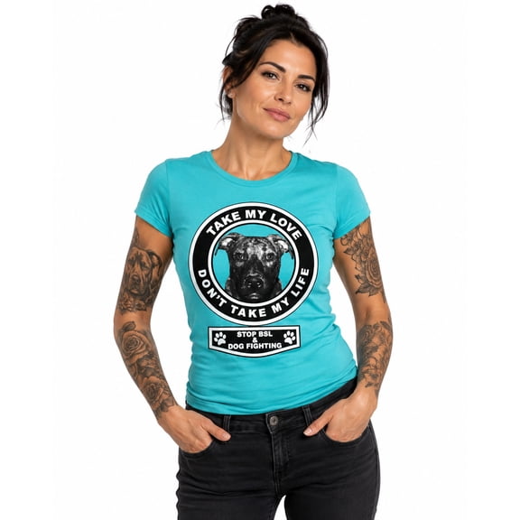 Pit Bull T-Shirt Take My Love, Don't Take My Life womens' fitted shirt pitbull gift pit bull mom