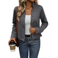 thumbnail image 1 of Chaqueta Corta con Botones para Mujer, Chaquetas Casuales de Larga, Abrigos Retro de Cuello Alto de Moda para Otoño Gris Oscuro XL, 1 of 10
