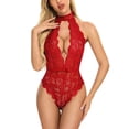 thumbnail image 3 of VISgogo, lencería Sexy para mujer, mono de encaje, verano para mujer, bordado de flores, cuello colgante, corbata, espalda descubierta, perspectiva hueca, mono VISgogo moda, 3 of 6