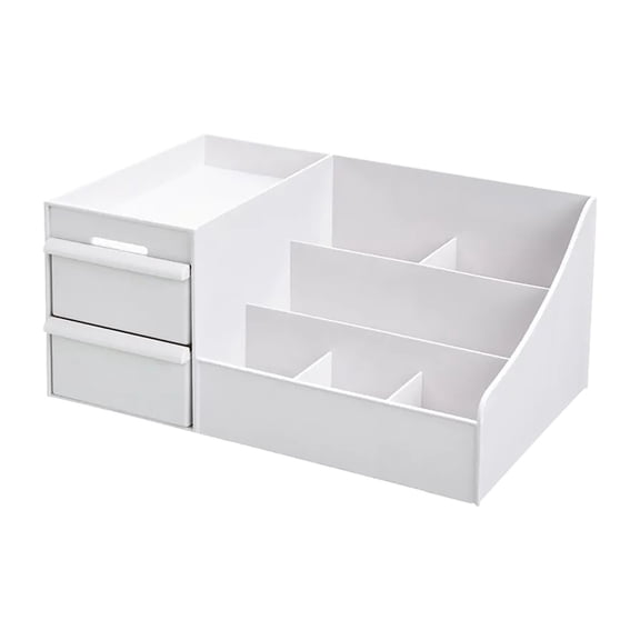 Makeup Organizer with Drawers, 1 Pc Cosmetic Storage for Dresser Vanity and Bathroom Countertop, Beauty Holder for Lipstick Brush, Skincare Organizer for Vanity, 10.23x6.29x4.72 Inch, White