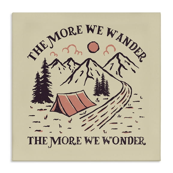 Stupell Industries Wander & Wonder Phrase Landscape & Nature Painting Wrapped Canvas Art Print Wall Art, 17 x 17
