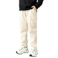thumbnail image 2 of FAOWME Children Boy Girl Sports Pants Elastic Waist Patchwork Straight Fit Ankle-Tied Fashion Trousers For Daily Wear,White,9-10Y, 2 of 5