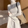 thumbnail image 3 of Women heaps collar Turtleneck Sweaters Autumn Winter Slim Pullover Women Basic Tops Casual Soft Knit Sweater Soft Warm Jumper, 3 of 5