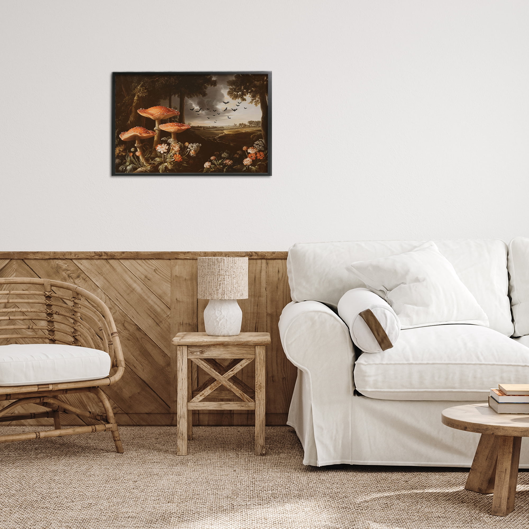 Stupell Industries Bats in Autumn Forest Black Framed Giclee Art, design by Jacky Ngan