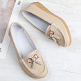 thumbnail image 4 of Mepaouo Women's Slip ons Low Wedges Leather Casual Loafer Shoes Nurse Work Walking Shoes(Beige,8), 4 of 5