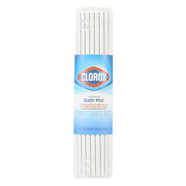 Clorox Cushioned 17 In. x 36 In. Bathtub Mat, White