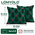 thumbnail image 2 of LOMYOLO Christmas Pillow Covers 18x18 Set of 2, Christmas Tree Throw Pillow Covers with Red Bow Embroidery, Holiday Pillow Covers for Couch Sofa Bed Farmhouse Winter Christmas Decor - Green, 2 of 7