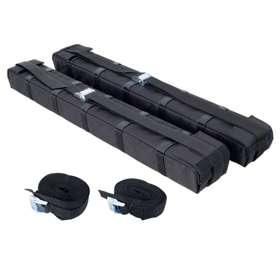 Kayak Roof Rack Pads Universal Car Soft Roof Rack for Kayak, Surfboard, Canoe - with Tie Down Straps Black   Fabric