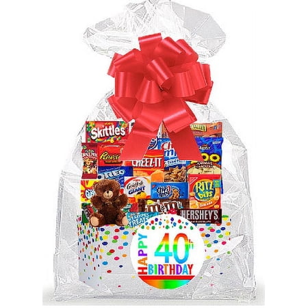 CakeSupplyShop Item#040BSG Happy 40th Birthday Rainbow Thinking Of You Cookies Candy & More Care Package Snack Gift Box Bundle Set – Ships FAST!