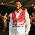 thumbnail image 4 of Yuyamidu Cute Reindeer Men's Suit Vest Santa Claus Slim Fit Formal Dress Waistcoat Red Christmas Casual Business Vests for Suit or Tuxedo with Adjustable Back Strap, Size 3XL, 4 of 7