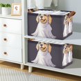 thumbnail image 2 of Yayeee Foldable Storage Basket for Shelves with Handles Waterproof Cloth Bins, Yellow Halloween Dog, 2 of 7