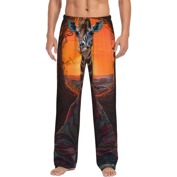 Balery Tree Hollow Meditating Giraffe Pantalones de pijama para hombre, pijama ultraligero, pantalón de descanso-Medium