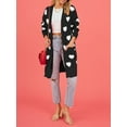 thumbnail image 6 of Musuos Women Open Front Duster Sweaters Heart Print Knitted Fall Cardigans with Pockets, 6 of 9