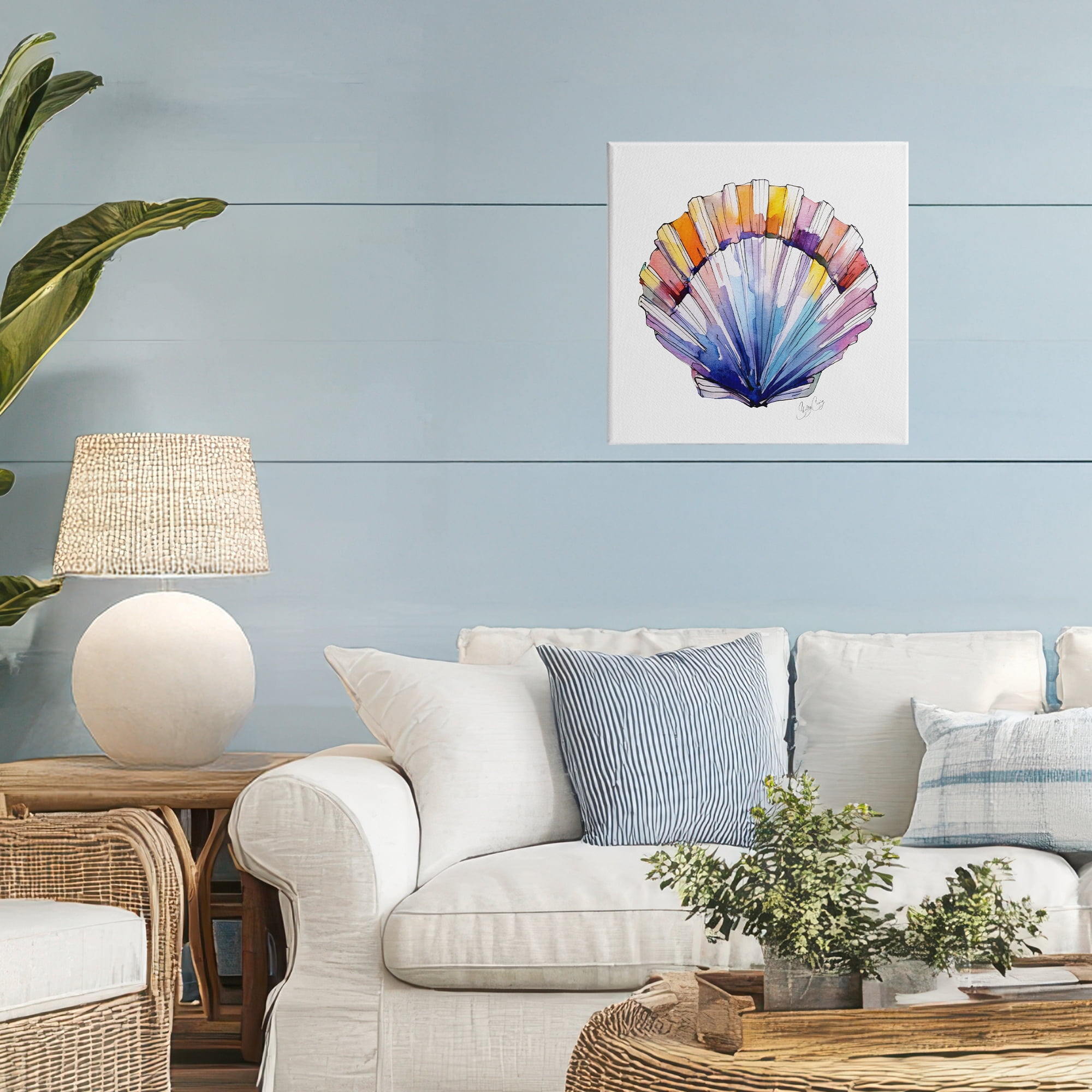 Stupell Industries Coastal Scallop Watercolor Canvas Wall Art, design by Shelly Craig