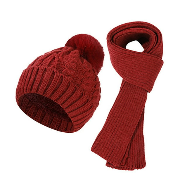 Fgnfyis Ensemble Bonnet, Foulard et Gants d'Hiver Chauds pour Bébé, Protection contre le Froid en Plein Air, Matériau Doux, Rouge