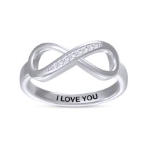 AFFY Infinity Promise Ring for Women | Round Lab Grown Diamond "I Love You" Stackable Wedding Bands Ring | 14K White Gold Over Sterling Silver Jewelry Gifts For Her (0.05Cttw)-7