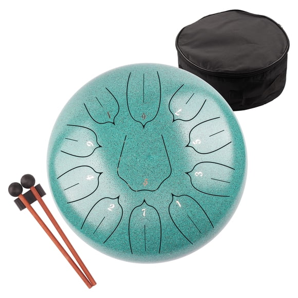 LOMUTY Steel Tongue Drum 12 Inch 11 Notes for Adults - Ethereal Metal Instrument for Meditation & Yoga with Music Book, Mallets &