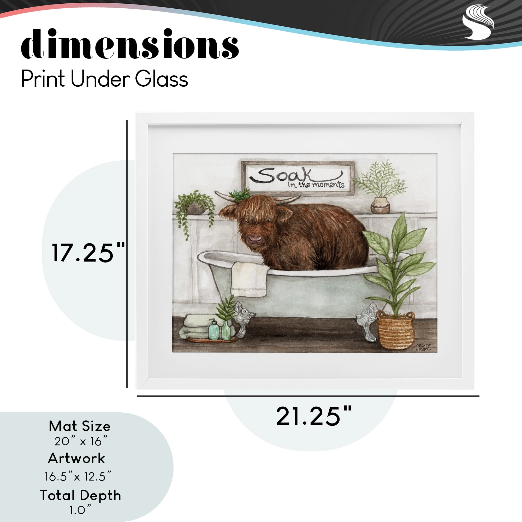 Soak In Moments Cattle White Framed Print Under Glass, design by Melinda Hipsher