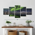 thumbnail image 2 of Elephant Stock Northern Lights Reflection Wall Art - Horizontal Multi Panel Canvas - 5 Pieceliving Room Wall Decor - Photography Nature Multi Panel - Gray And Blue Decor - 36" x 15", 2 of 4