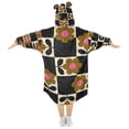thumbnail image 2 of BZSMCE Wearable Blanket Hoodie Fashion Retro Floral Checkerboard Home Wear, 2 of 7