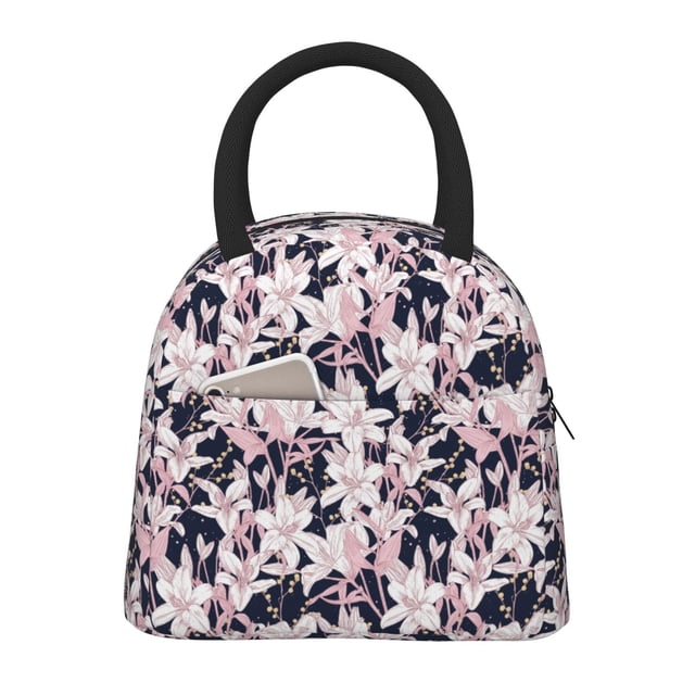 Disketp Lilies Flowers Bolsa Térmica para Almuerzo, Lonchera con Abertura Amplia y Gran Capacidad, Organizador Reutilizable para Mujeres, Hombres y Adultos