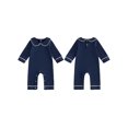thumbnail image 2 of Cenuakty Baby Fall Romper White Trim Long Sleeve Doll Collar Full Length Jumpsuit for Infant Boys and Girls, 2 of 9