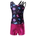 thumbnail image 3 of CHICTRY Kids Girls 2Pcs Gym Sports Yoga Suit Colorful Prints Sleeveless Leotard with Shorts Dance Outfit Colorful Butterfly Navy 10, 3 of 7