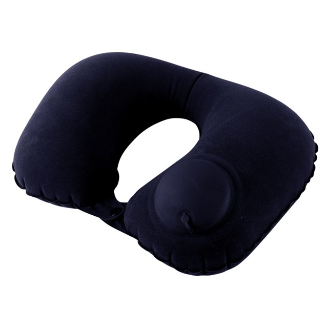 Almohada Aire Reposacabezas Reposacabezas en Forma U Mini Almohada Inflable para El Cuello (azul Oscuro)