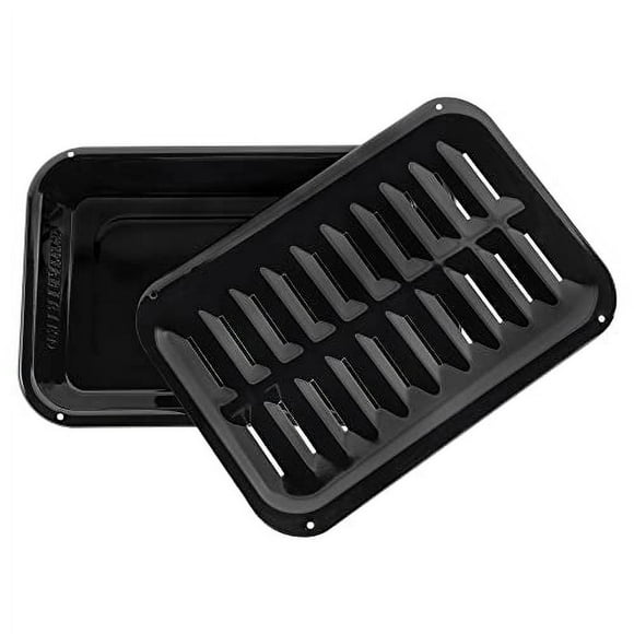 Certified Appliance Accessories SPL50008 Petite Poêle à Griller 2 Pièces en Porcelaine sur Acier 13 & quot; x8-3/4 & quot; x1-3/8 & quot; Poêle à Griller pour Four, Noir