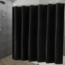Fabric Shower Curtain Liner Solid Black with 12 Hooks & Metal Grommets, Hotel Quality,Machine Washable,for Bathroom,71x59"