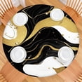 thumbnail image 2 of Black and Gold Marble Wavy Lines Pattern Round Fitted Tablecloth with Elastic Edge,Dining Table Cover Waterproof,Outdoor Round Tablecloth for Camping,Dining,Indoor and Outdoor, 2 of 7