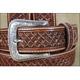 thumbnail image 4 of Nocona Western Belt Mens Leather Tooled Square Weave Copper N2491008, 4 of 5