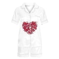 thumbnail image 5 of Fewfanhot Women's Valentine's Pajama Set - Printed Stand Up Collar Short Sleeved Top with Pockets & Shorts, Breathable Sleepwear, 5 of 5