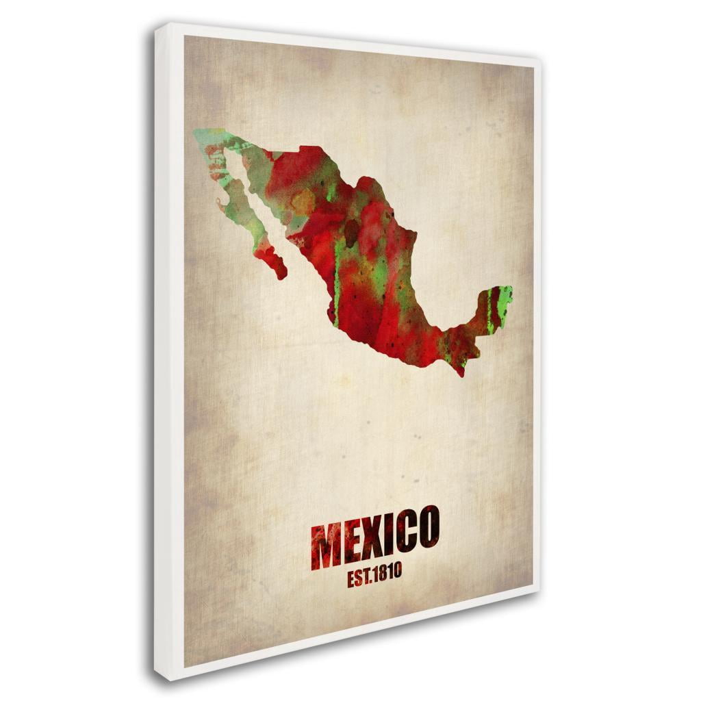 Trademark Fine Art "Mexico Watercolor Map" Canvas Art by Naxart