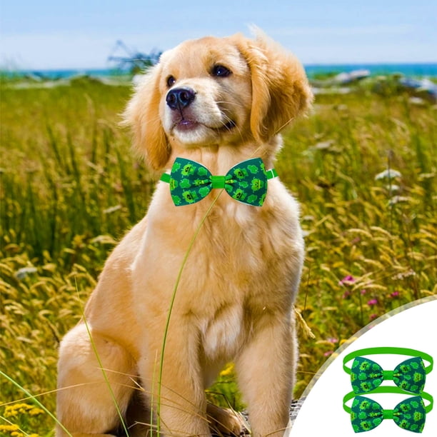 Decoraciones para el Día de San Patricio, Accesorios para el Día de San Patricio, Pajarita Verde para Gatos y Perros, Nuevos Tréboles de Cuatro Hojas Decorativos para Mascotas Pequeñas y Medianas, Paj