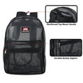 thumbnail image 3 of Solid Color Transparent See Through Mesh Stadium Approved Backpack for Travel and Commuting in Black, 3 of 3