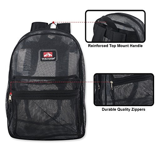 Trail Maker Mesh Backpack for School, Beach, Travel - See Through