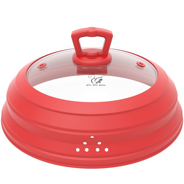 Cubierta contra salpicaduras para microondas, cubierta de vidrio ventilado, tapa protectora contra salpicaduras