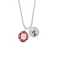 thumbnail image 2 of Delight Jewelry Silvertone Red Always Loved Fire Department Shield Silvertone Script Initial Disc - I - Charm Necklace, 20"+3", 2 of 4