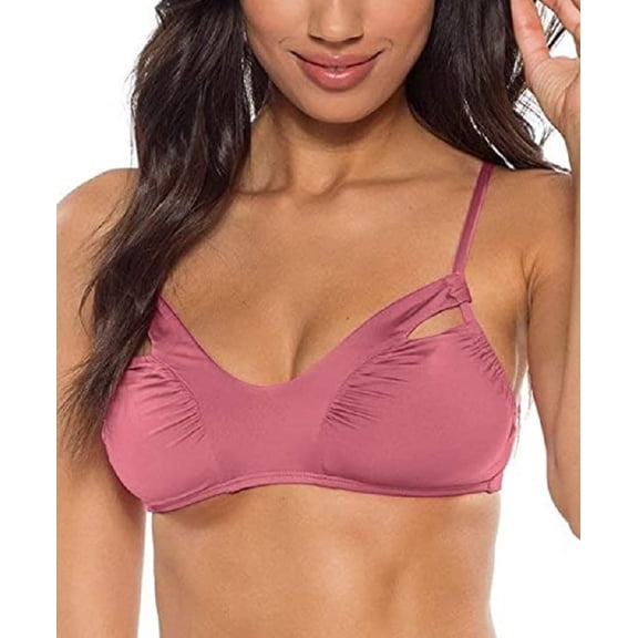 Soluna Womens Under the Sun Ruched Cutout Bikini Top Size-Small Color-Mulberry