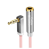 Strhowill Headphone Extension Cable 10FT,3.5mm Aux Male to Female TPR Audio Stereo Cable,Right Angle Auxiliary HiFi Cable，24K Gold Plated (Microphone)for Car Stereo.